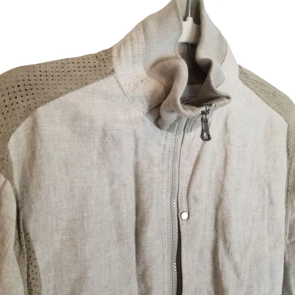 Zara Men's Full Zip Jacket Size M Snap Minimalist Preppy Weekend Vibes Casual
